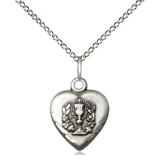 Sterling Silver Heart / Communion Medal Religious and Catholic Jewelry