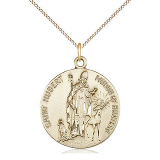 14kt Gold Filled Saint Hubert of Liege Medal Catholic Jewelry
