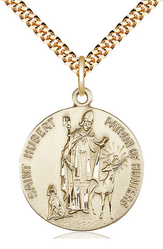 14kt Gold Filled Saint Hubert of Liege Medal Catholic Jewelry