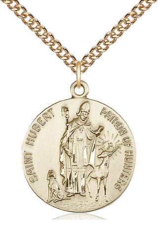 14kt Gold Filled Saint Hubert of Liege Medal Catholic Jewelry