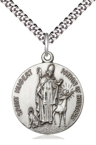 Pewter Saint Hubert of Liege Medal Catholic Jewelry