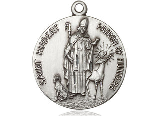 Sterling Silver Saint Hubert of Liege Medal Catholic Jewelry