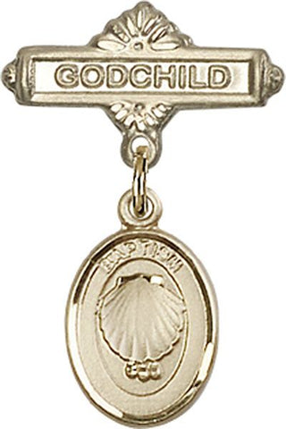 14kt Gold Filled Godchild Baptism Baby Badge