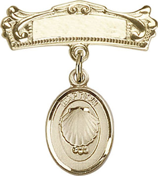 14kt Gold Badge Pin Baptism Baby Badge