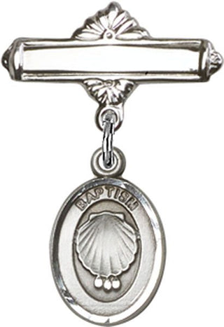 Sterling Silver Polished Badge Pin Baptism Baby Badge