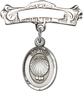 Sterling Silver Badge Pin Baptism Baby Badge