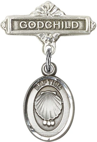 Sterling Silver Godchild Baptism Baby Badge