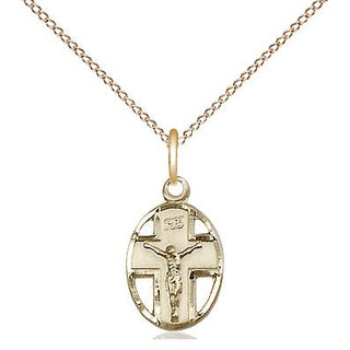 14kt Gold Crucifix Medal