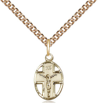 14kt Gold Crucifix Medal