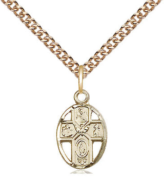 14kt Gold Filled 5-Way Medal Religious and Catholic Jewelry