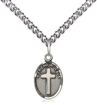 Sterling Silver Friend In Jesus Cross Medal Religious and Catholic Jewelry