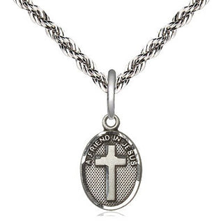 Sterling Silver Friend In Jesus Cross Medal Religious and Catholic Jewelry