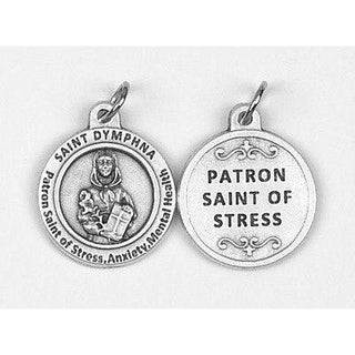 25-Pack - Healing Saints 3/4 inch Pendant with Saint Dymphna - Patron Saint of Stress, Anxiety and Mental Health