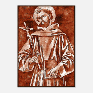Sepia Franciscan Saint with Crucifix Framed Print - view 4