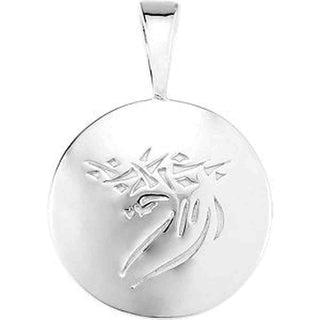 14K White Heartprint Jesus Pendant