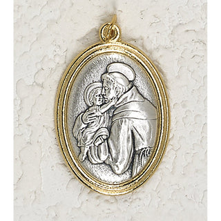 Bulk St. Anthony Gold and Silver Toned 1-1/2 inch Oval Medal with Pray for Us on back