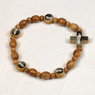 6-pack - Mother and Child L'Innocence - Olive Wood Saint Stretch Bracelet