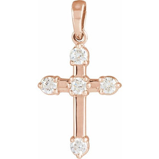 14K Rose 1/6 CTW Natural Diamond Cross Pendant