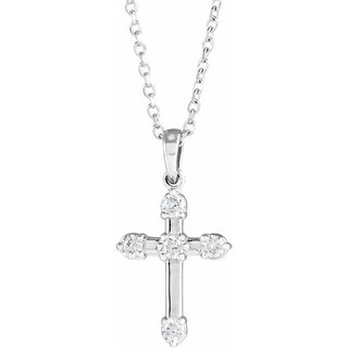 Sterling Silver 1/6 CTW Natural Diamond Cross 16-18" Necklace