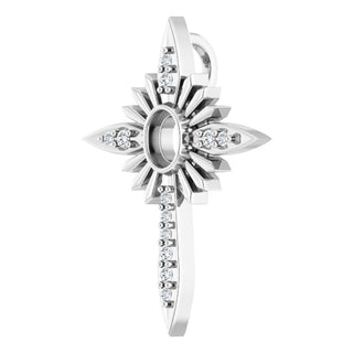 Platinum 4x3 mm Oval .06 CTW Natural Diamond Semi-Set Nativity Cross Pendant