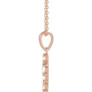 14K Rose 3/8 CTW Rose-Cut Natural Diamond Cross 16-18" Necklace