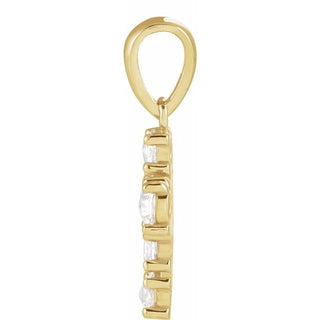 14K Yellow 3/8 CTW Rose-Cut Natural Diamond Cross Pendant