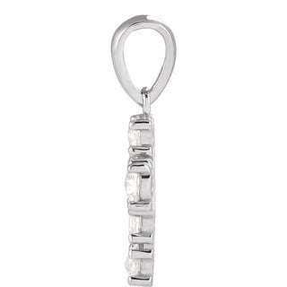 14K White 3/8 CTW Rose-Cut Natural Diamond Cross Pendant
