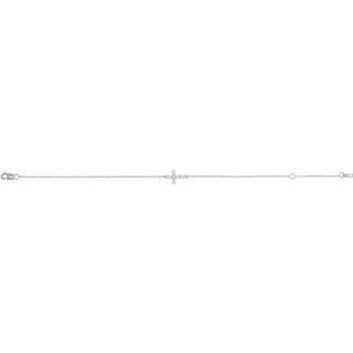 14K White 1/8 CTW Rose-Cut Natural Diamond Sideways Cross 6 1/2-7 1/2" Bracelet