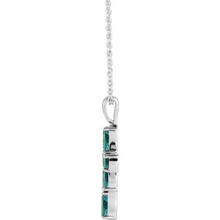 14K White Lab-Grown Alexandrite Cross 16-18" Necklace