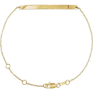14K Yellow Engravable Skinny Bar 6 1/2-7 1/2" Bracelet