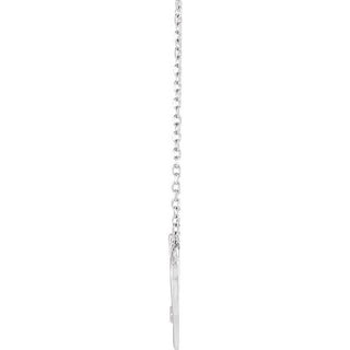 14K White .015 CT Natural Diamond Heart & Cross 18" Necklace