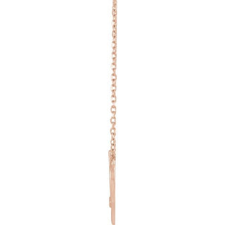 14K Rose .015 CT Natural Diamond Heart & Cross 18" Necklace