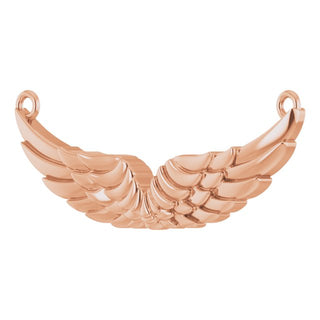 10K Rose 24.9x8.9 mm Angel Wings Necklace Center 