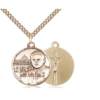 14kt Gold Filled Saint John Paul II Vatican Medal Religious Jewelry