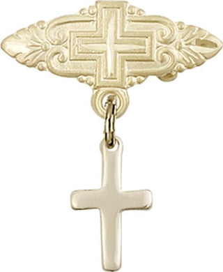 14kt Gold Filled Badge Pin With Cross Cross Baby Badge
