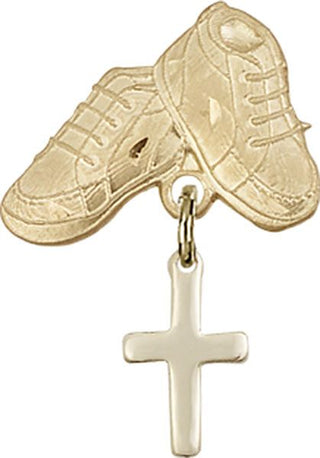 14kt Gold Filled Baby Boots Cross Baby Badge