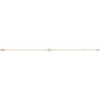 14K Rose Natural White Opal Sideways Cross 6 1/2-7 1/2" Bracelet