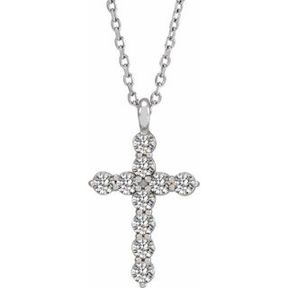 14K White 1/3 CTW Natural Diamond Cross 16-18" Necklace