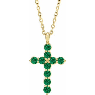 14K Yellow Lab-Grown Emerald 16-18" Necklace