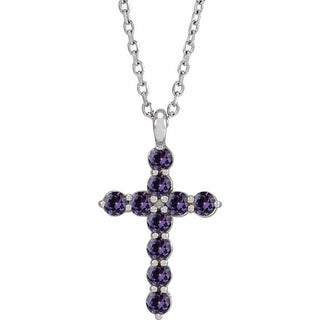 14K White Lab-Grown Alexandrite 16-18" Necklace