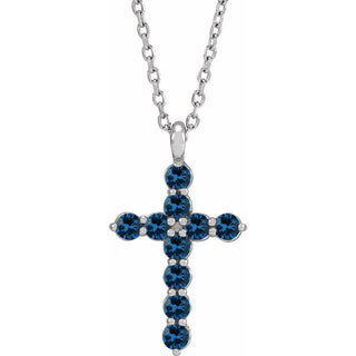 Platinum Lab-Grown Blue Sapphire 16-18" Necklace