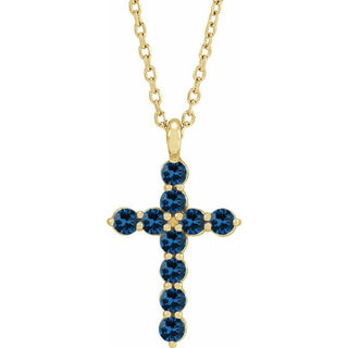 14K Yellow Lab-Grown Blue Sapphire 16-18" Necklace