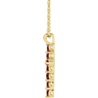 14K Yellow Natural Mozambique Garnet Cross 16-18" Necklace