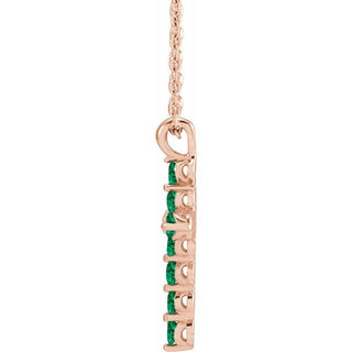 14K Rose Lab-Grown Emerald 16-18" Necklace