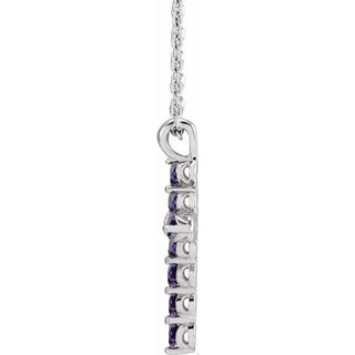 14K White Lab-Grown Alexandrite 16-18" Necklace