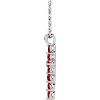 Sterling Silver Natural Ruby Cross 16-18" Necklace