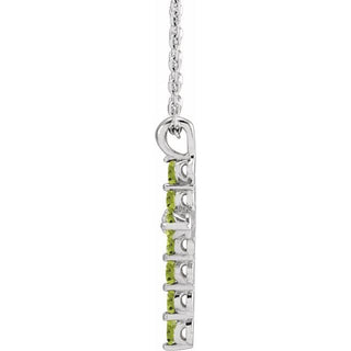 Platinum Natural Peridot Cross 16-18" Necklace