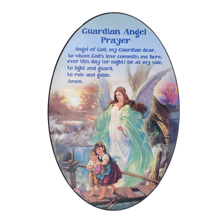 Guardian Angel Prayer Oval Wood Wall Plaque