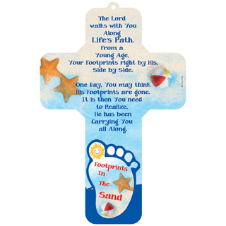 7 inch Footprints in the Sand Wall Plaque Cross