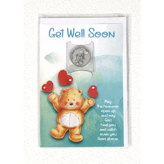 6-pack - Teddy Bear Get Well soon Card with Removable Token